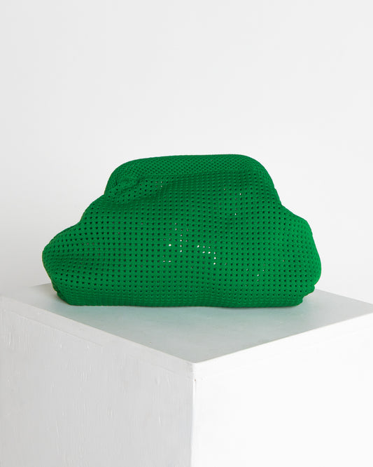 Adelaide Perforated Knit Clutch - Emerald Green
