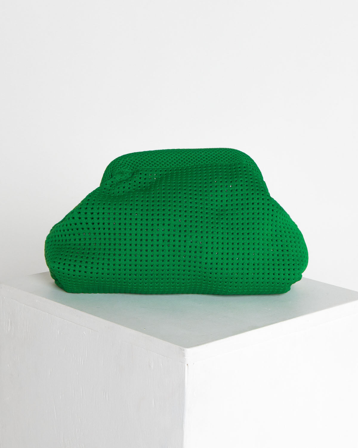 Adelaide Perforated Knit Clutch - Emerald Green