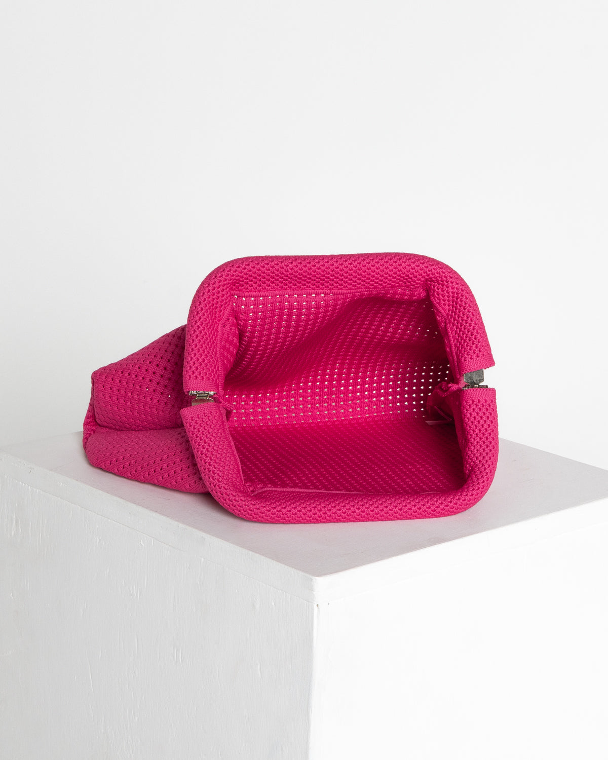 Adelaide Perforated Knit Clutch - Hot Pink