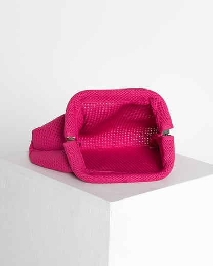 Adelaide Perforated Knit Clutch - Hot Pink