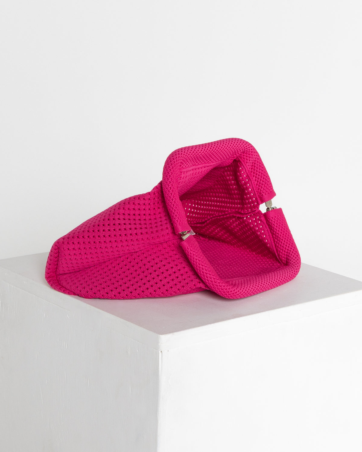 Adelaide Perforated Knit Clutch - Hot Pink