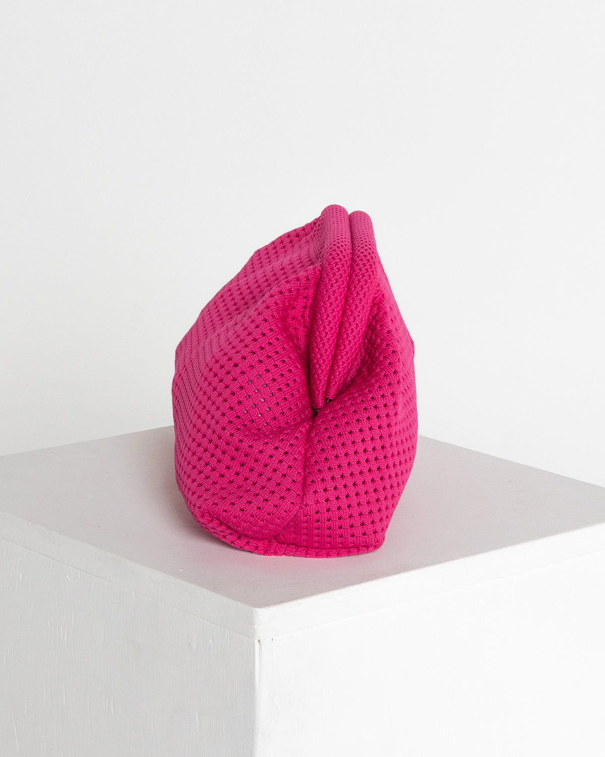 Adelaide Perforated Knit Clutch - Hot Pink