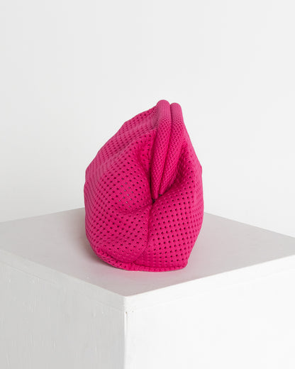 Adelaide Perforated Knit Clutch - Hot Pink