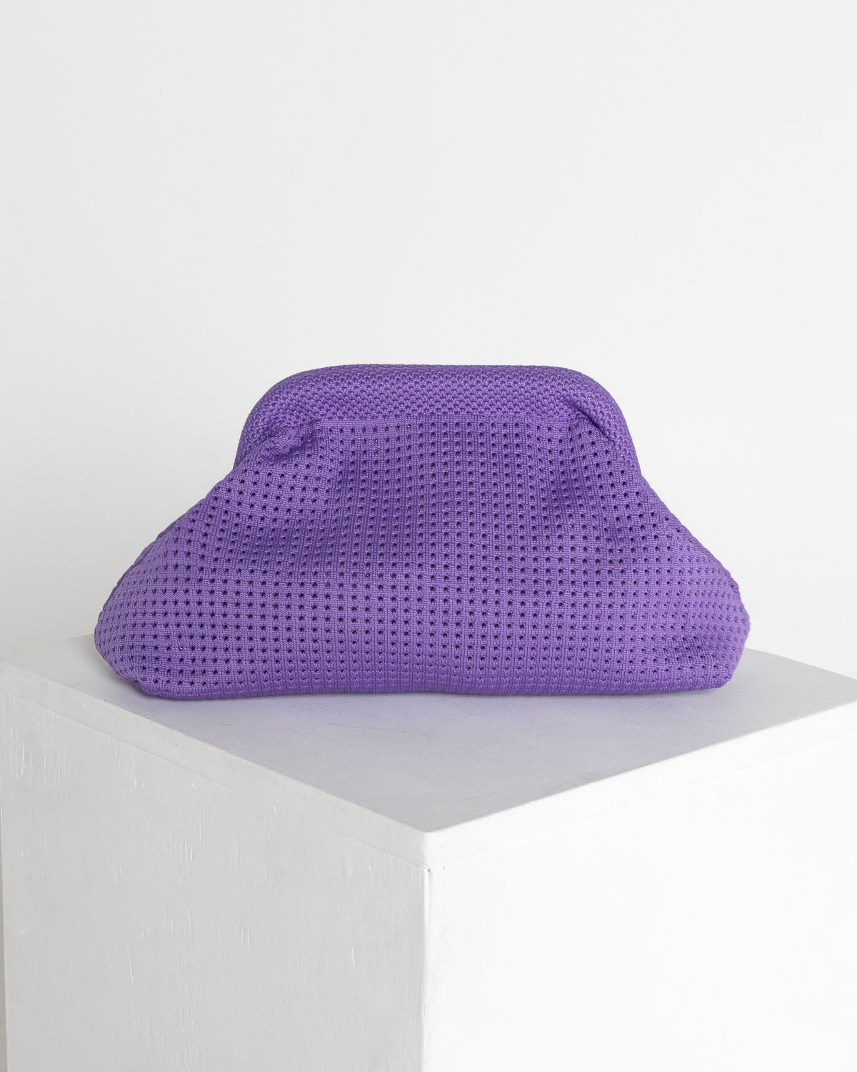Adelaide Perforated Knit Clutch - Lavender