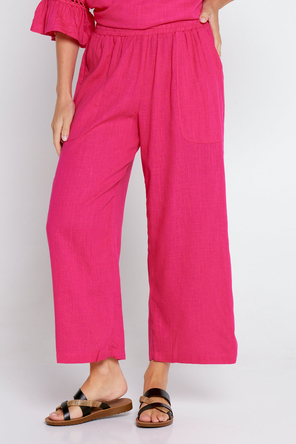 Aiko Linen Pants - Hot Pink