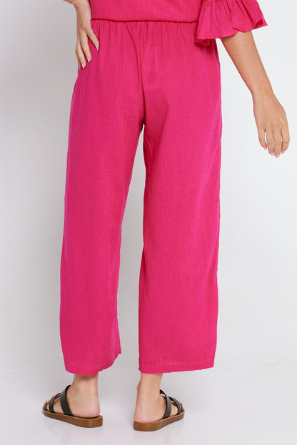 Aiko Linen Pants - Hot Pink