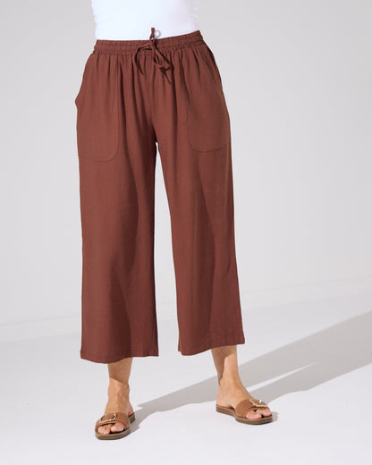 Aiko Linen Pants - Warm Choc
