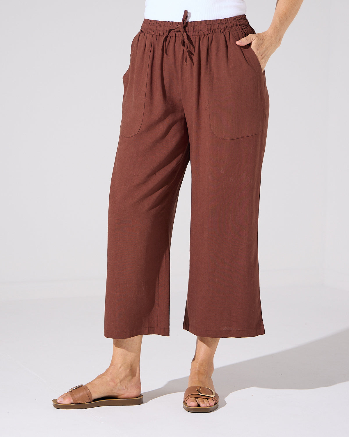 Aiko Linen Pants - Warm Choc