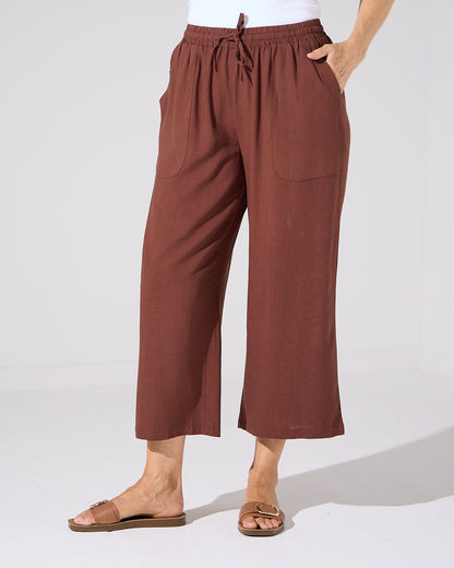 Aiko Linen Pants - Warm Choc