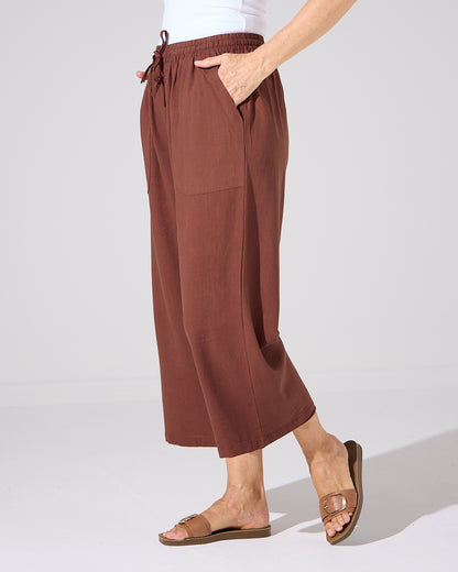 Aiko Linen Pants - Warm Choc