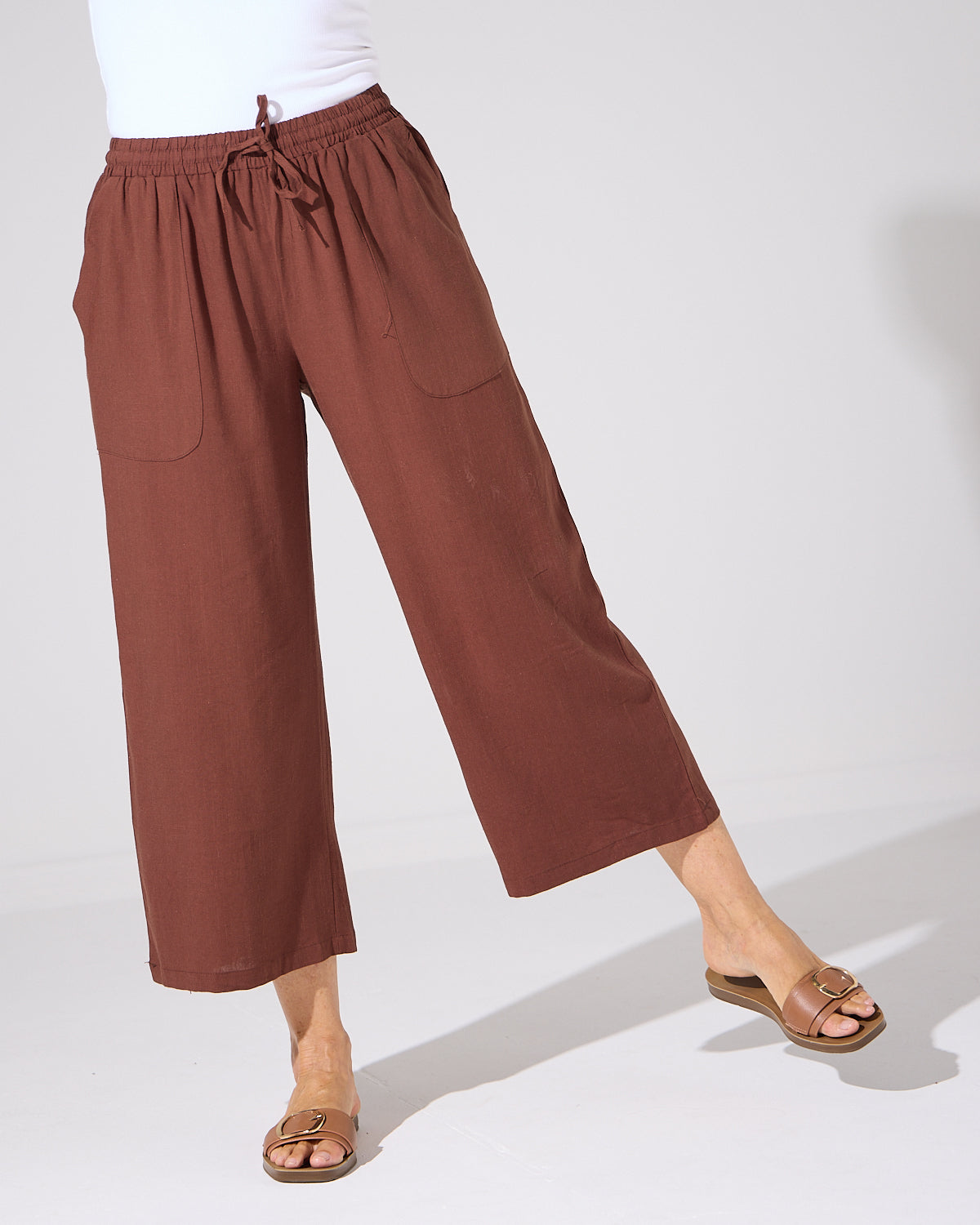 Aiko Linen Pants - Warm Choc