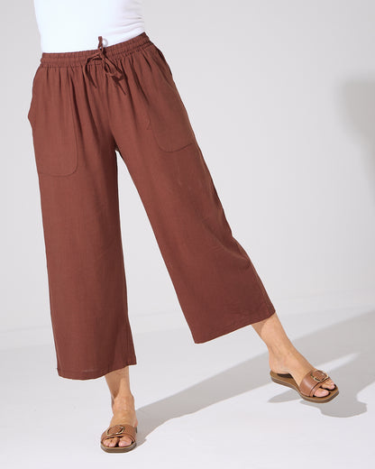 Aiko Linen Pants - Warm Choc