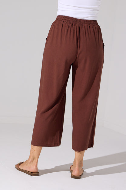 Aiko Linen Pants - Warm Choc