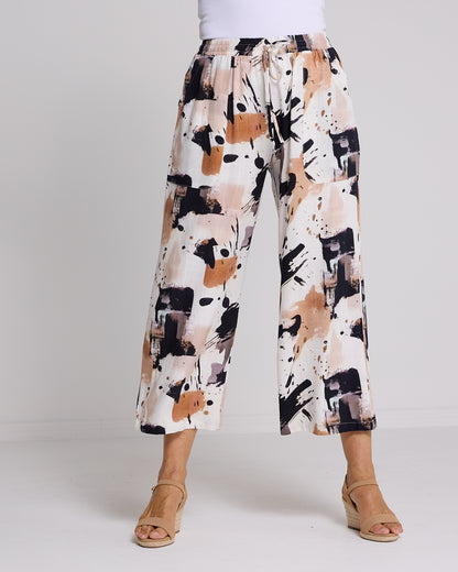 Aiko Linen Pants - Espresso Abstract