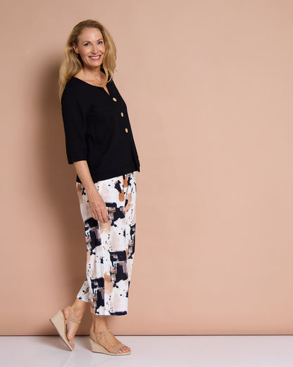 Mahri Linen Top - Black