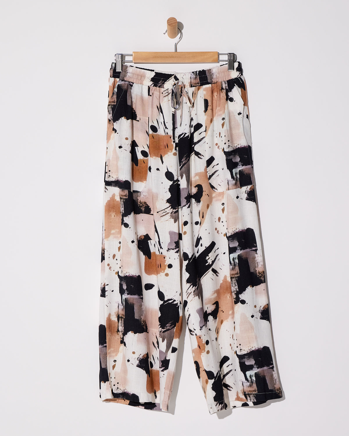 Aiko Linen Pants - Espresso Abstract