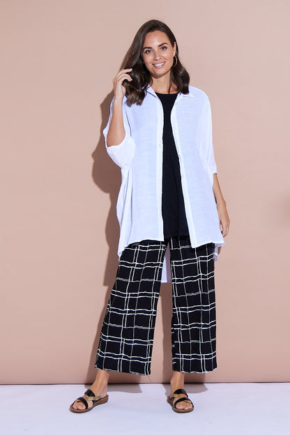 Aiko Linen Pants - Black/White