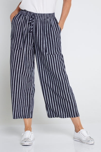 Aiko Linen Pants - Navy Stripe