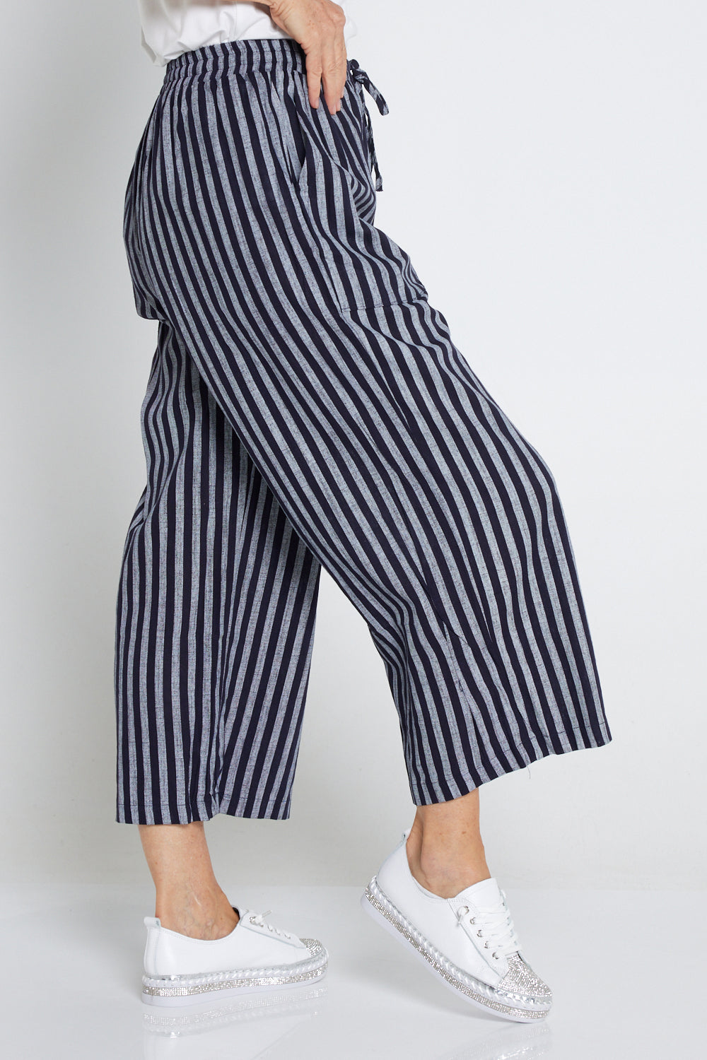 Aiko Linen Pants - Navy Stripe