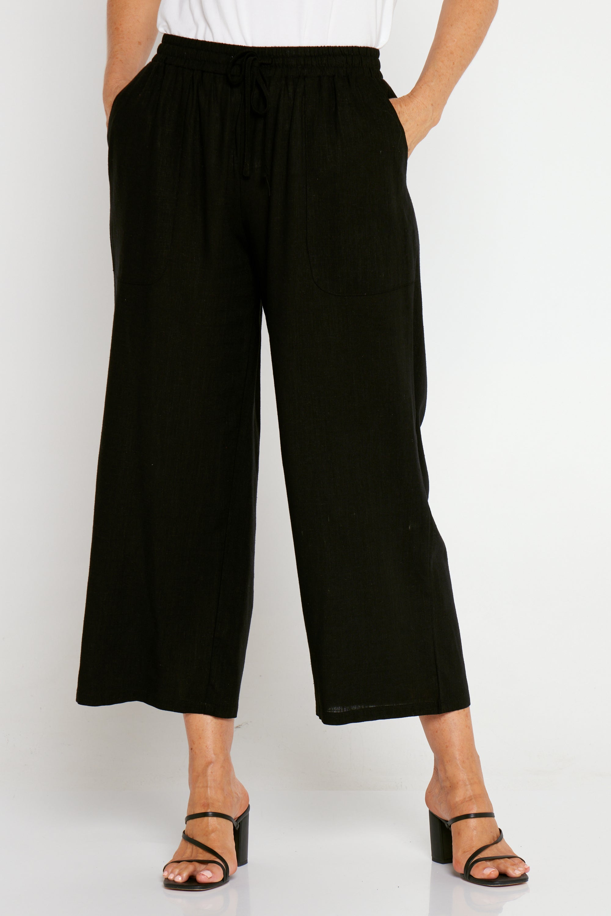 Aiko Linen Pants - Black | Women's Casual Culottes – TULIO Fashion