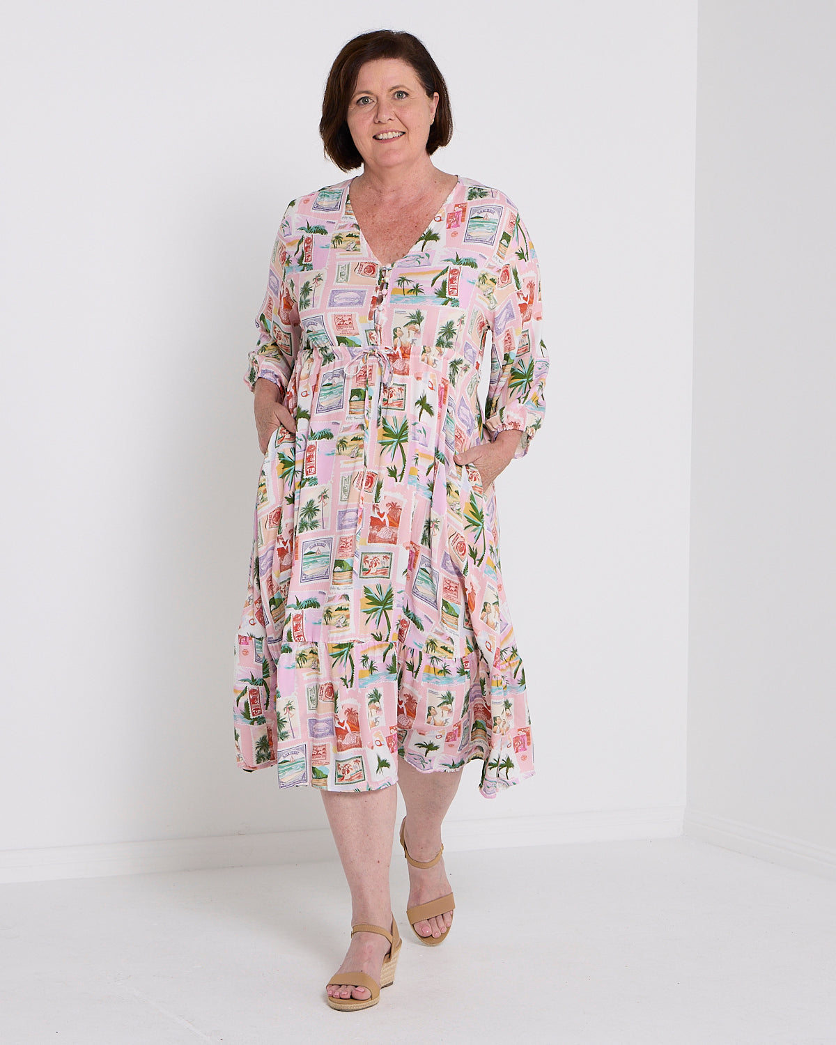 Ainsley Dress - Tropical Peach Postcard
