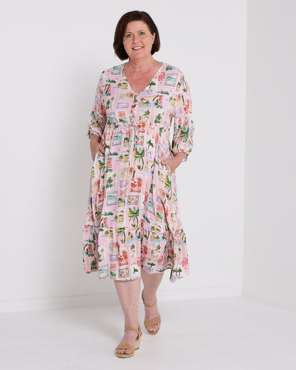Ainsley Dress - Tropical Peach Postcard