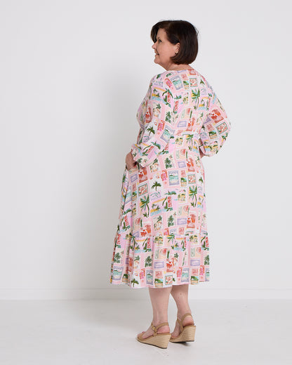 Ainsley Dress - Tropical Peach Postcard