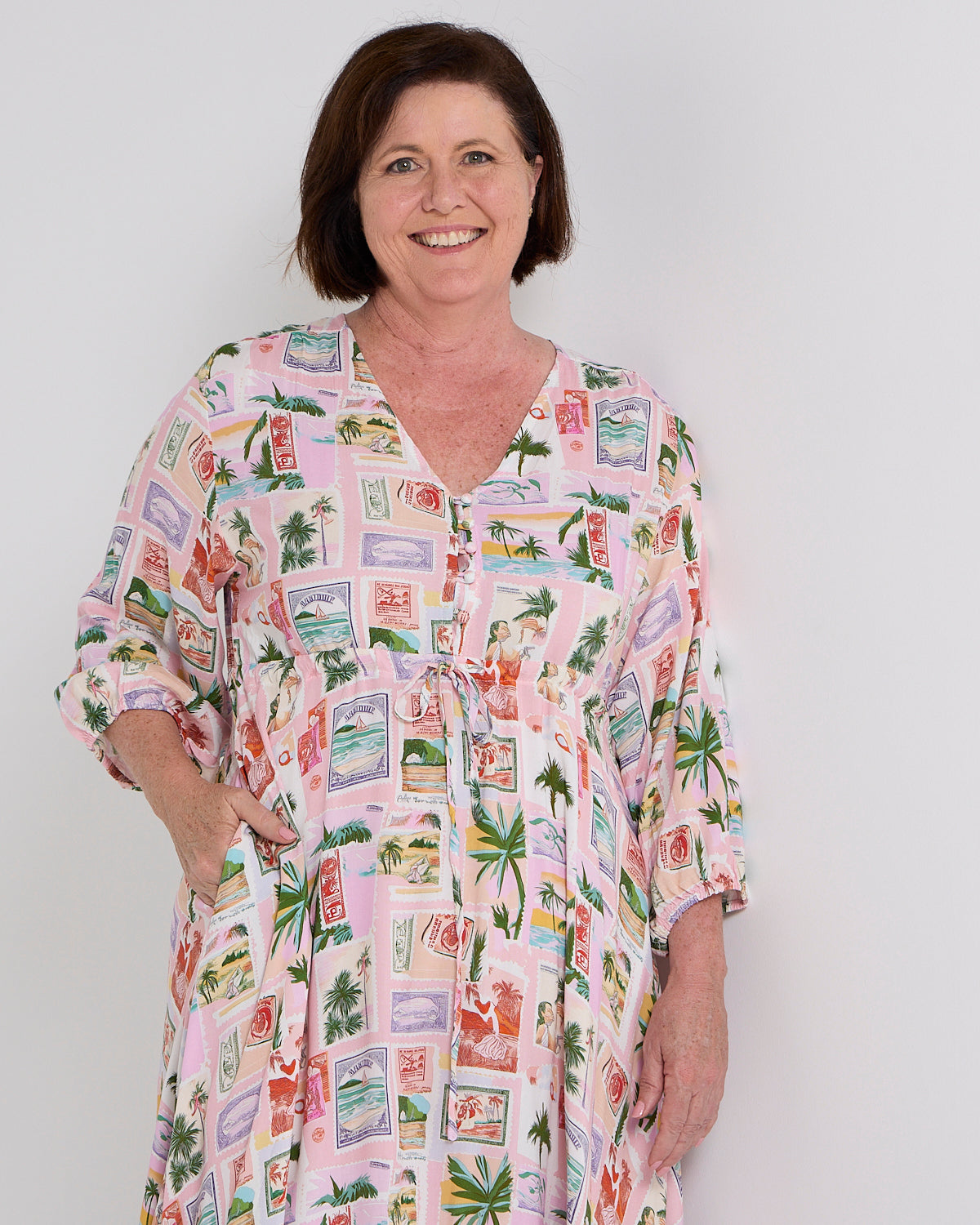 Ainsley Dress - Tropical Peach Postcard