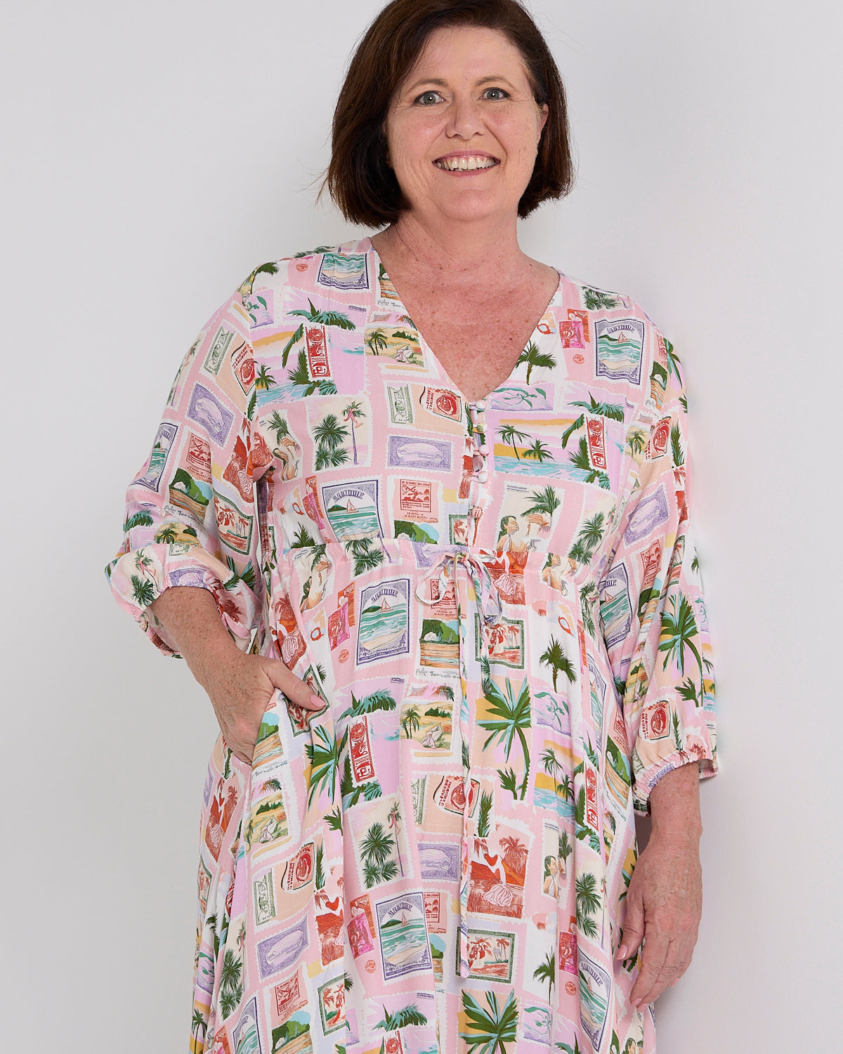 Ainsley Dress - Tropical Peach Postcard