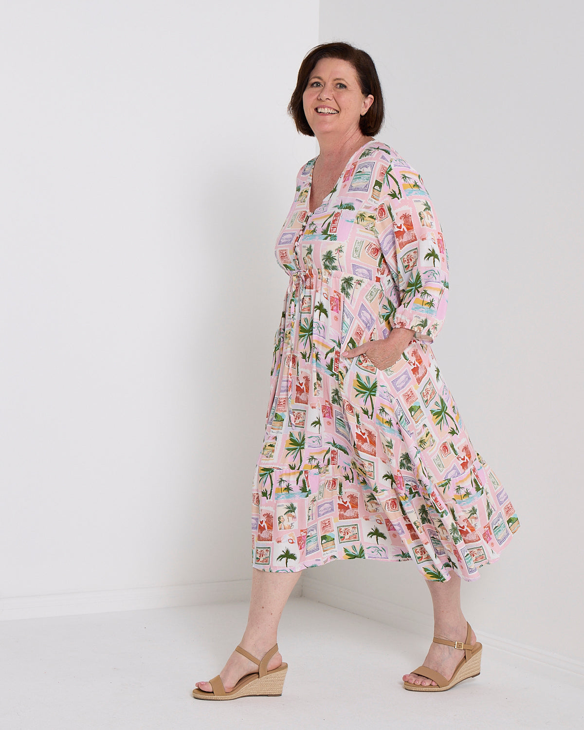 Ainsley Dress - Tropical Peach Postcard