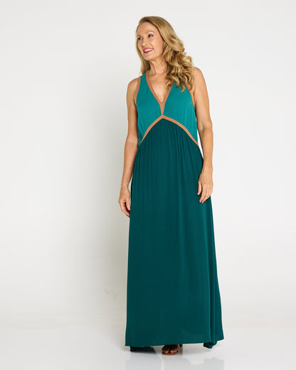 Alegria Splice Maxi Dress - Teal