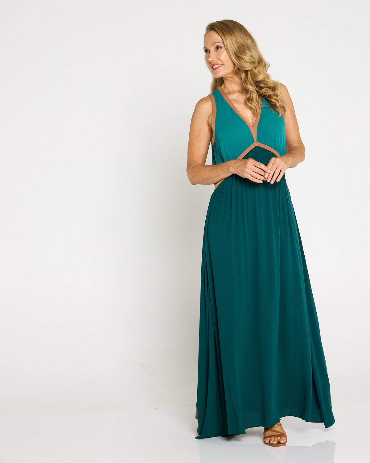 Alegria Splice Maxi Dress - Teal