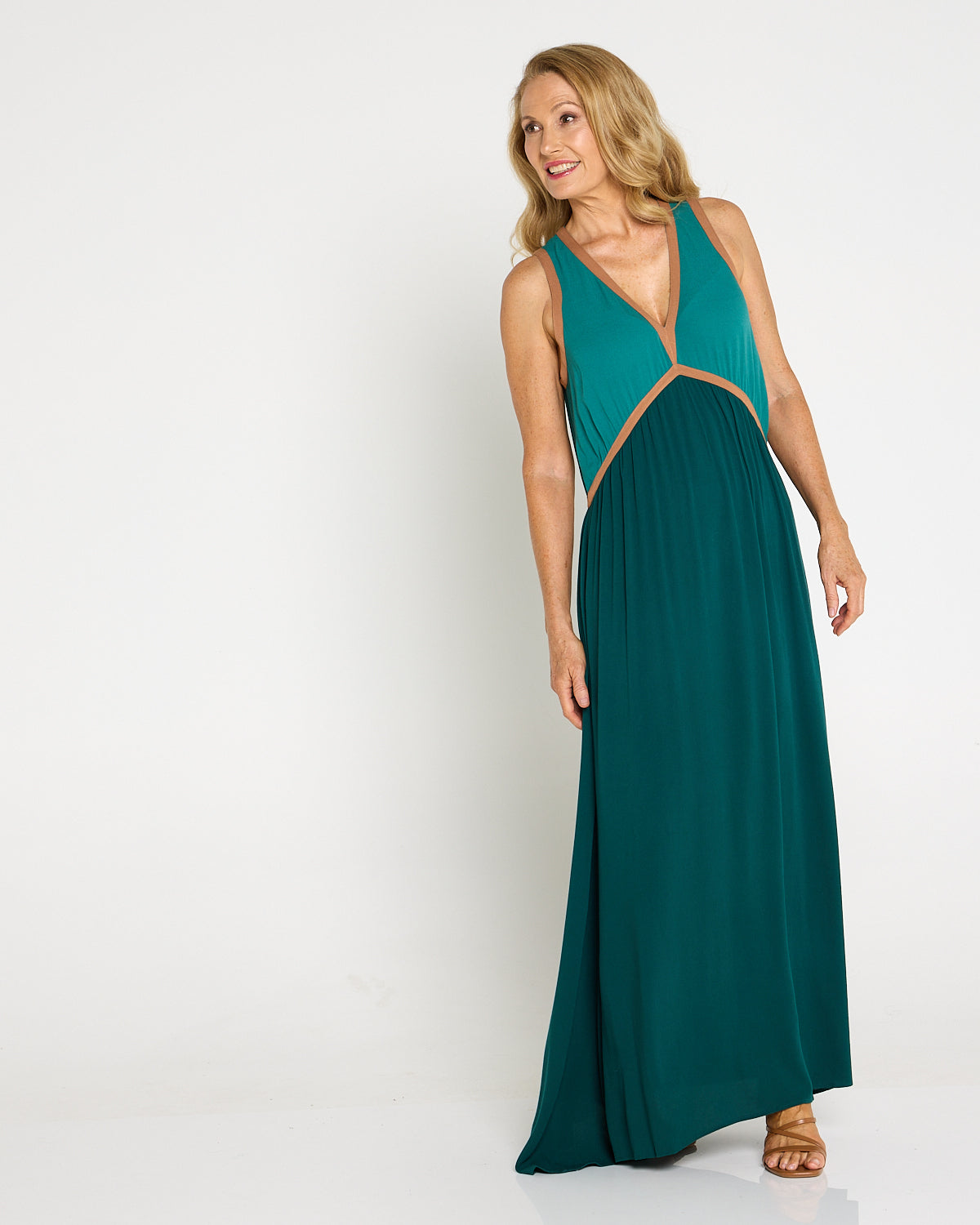 Alegria Splice Maxi Dress - Teal
