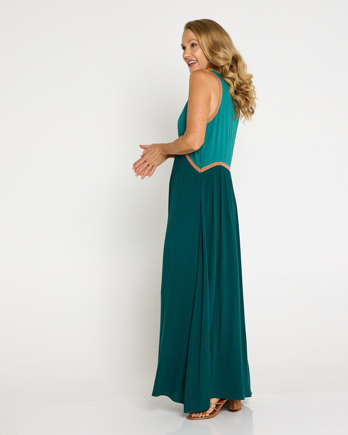 Teal Colour Combination Teal And Yellow Dress M Made In Italy Summer Dress 19/60290G| Teal Colour Combination Teal And Yellow Dress M Made In Italy Summer Dress 19/60290G|