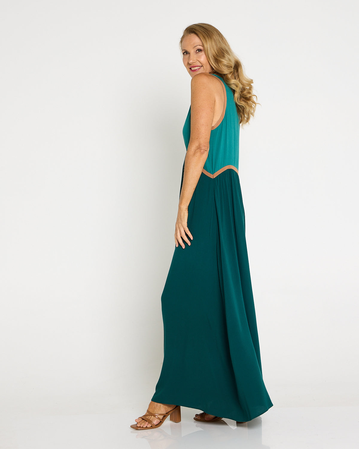Alegria Splice Maxi Dress - Teal