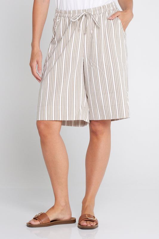 Alex Stripe Summer Shorts - Beige Stripe