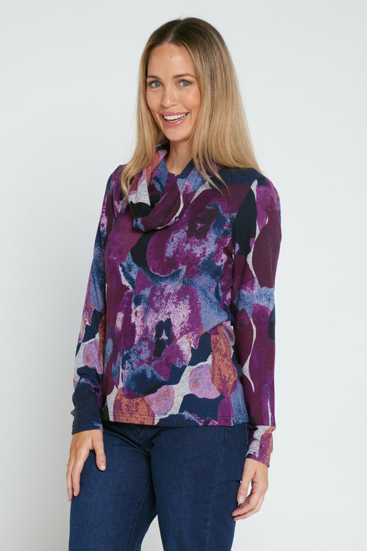 Alma Knit Top & Snood - Purple Watercolour