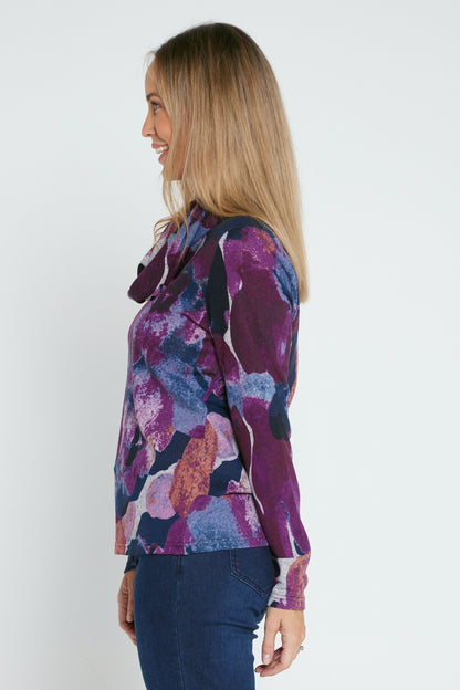 Alma Knit Top & Snood - Purple Watercolour