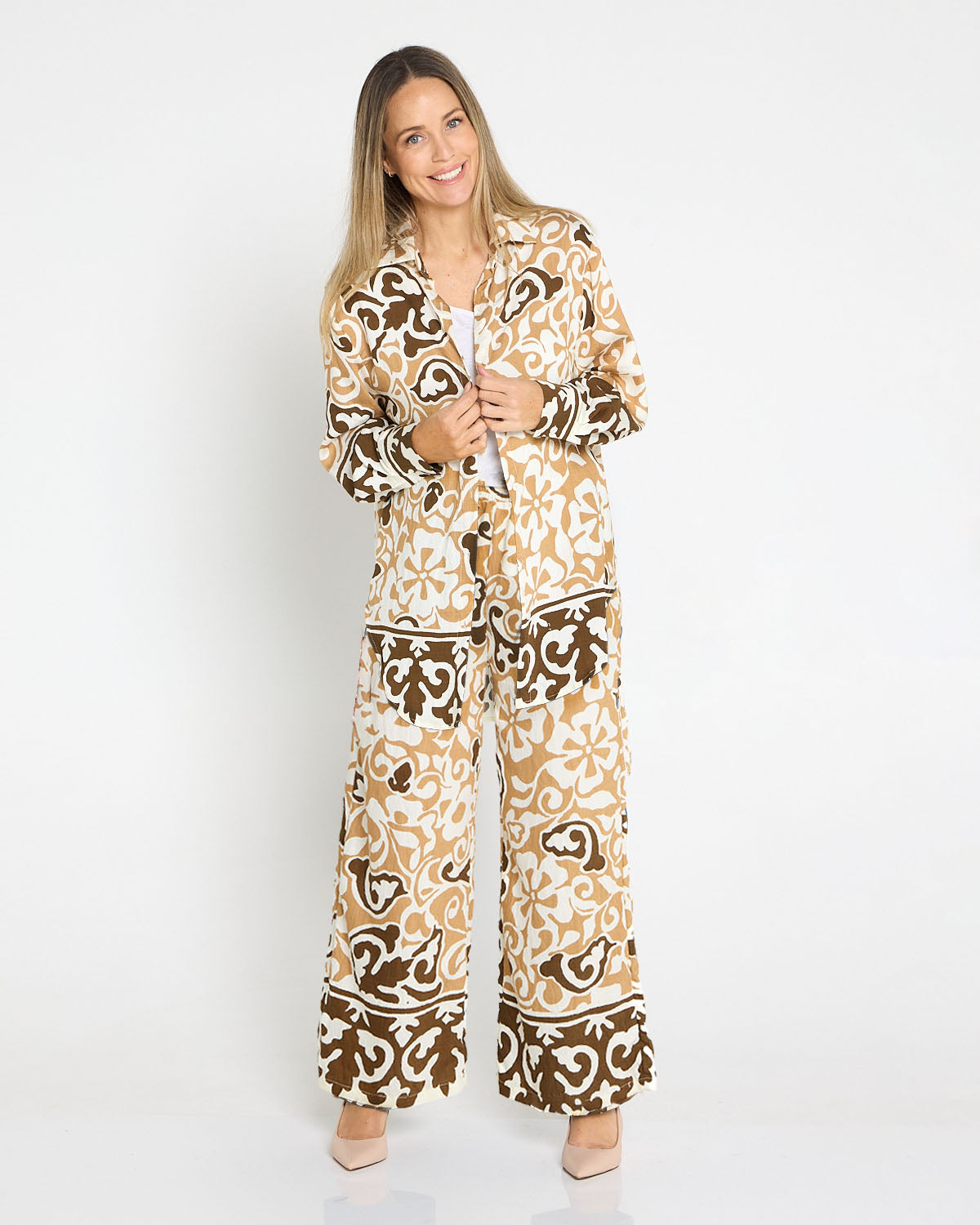 Aloha Shirt & Pants Set - Caramel Choc