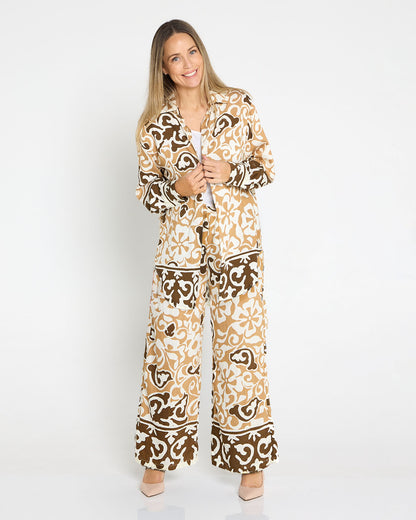 Aloha Shirt & Pants Set - Caramel Choc
