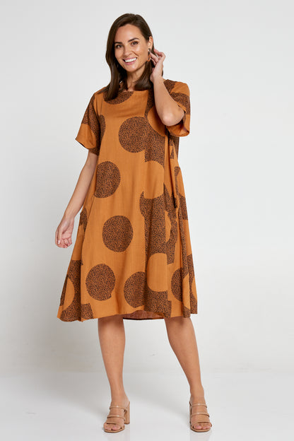 Amayah Linen Dress - Brown