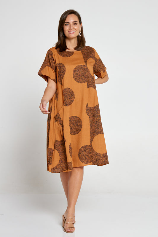 Amayah Linen Dress - Brown