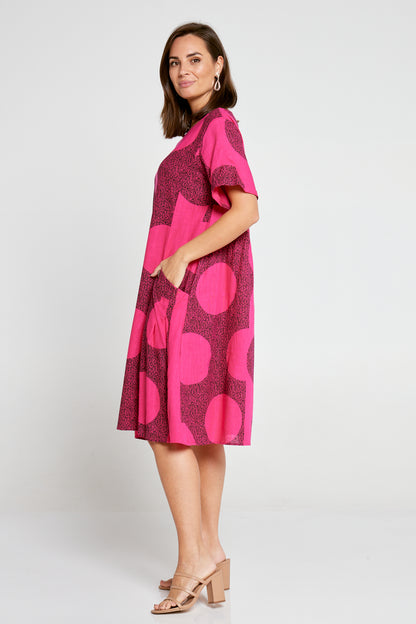 Amayah Linen Dress - Hot Pink