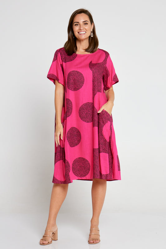 Amayah Linen Dress - Hot Pink