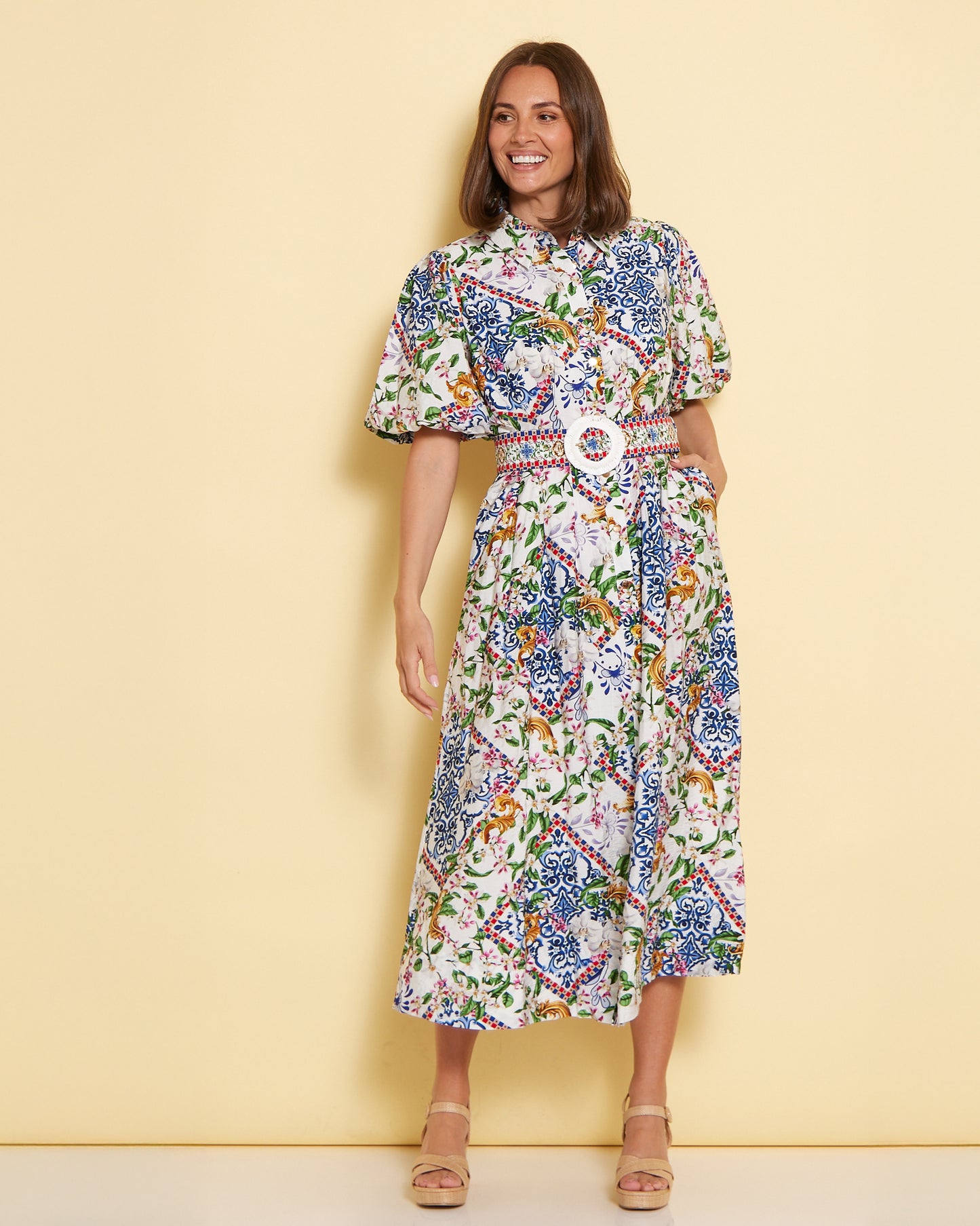 Amira Shirt Dress - Jasmine Courtyard