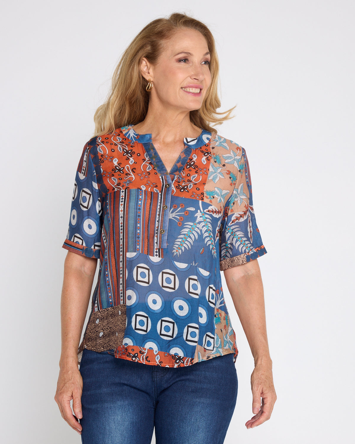Amira Top - Rust Patchwork