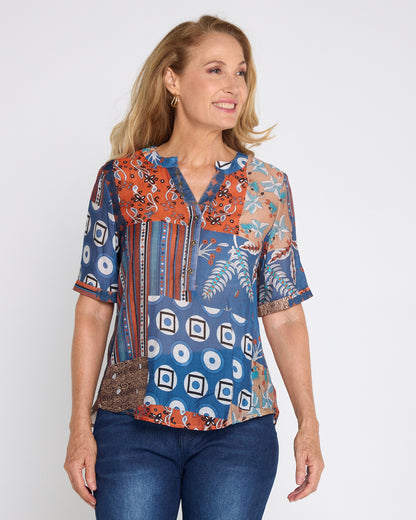 Amira Top - Rust Patchwork