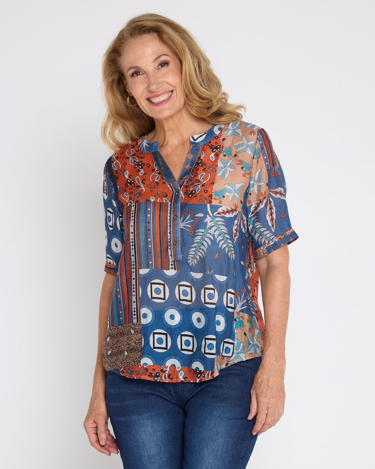 Amira Top - Rust Patchwork