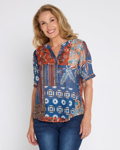 Amira Top - Rust Patchwork