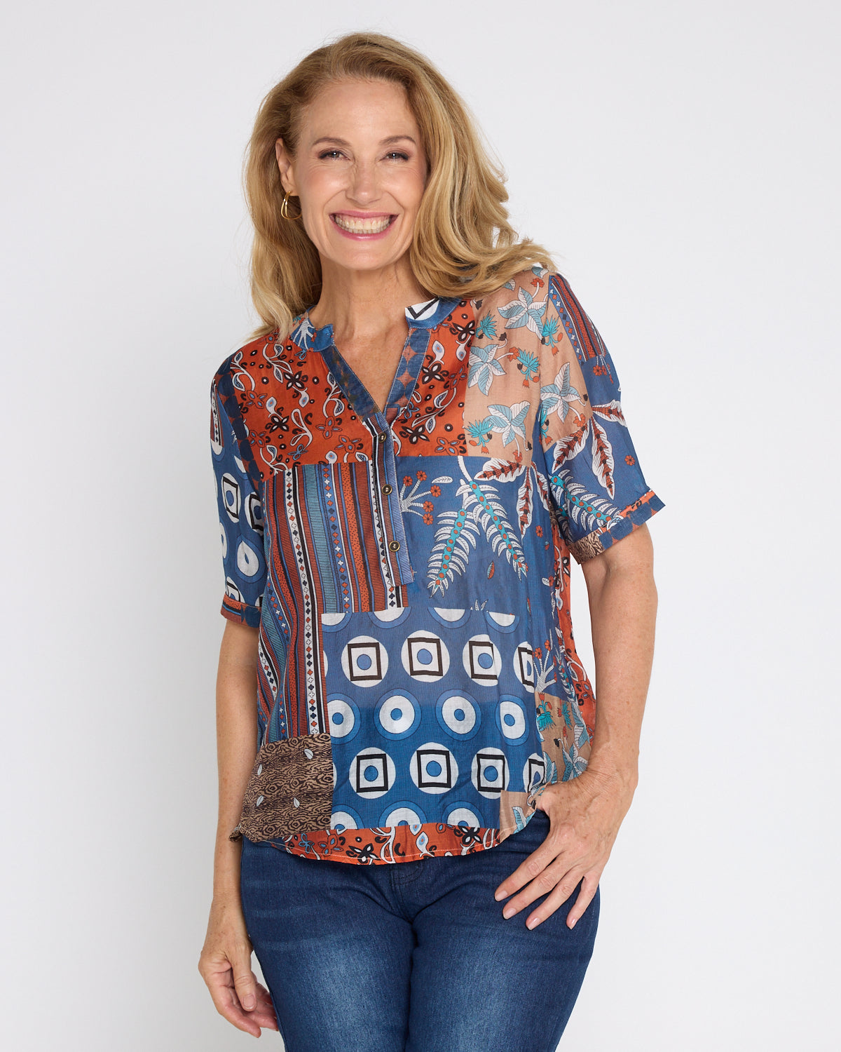 Amira Top - Rust Patchwork